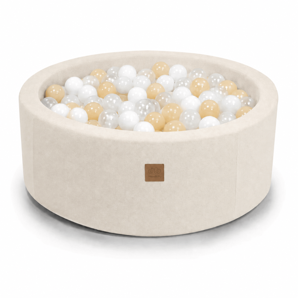 Piscină cu Bile Outzy MeowBaby 90x30cm Bej (Oat Blush Beige) – 200 Bile Incluse (Culoare la Alegere), Husă Detașabilă Lavabilă, Interior/Exterior [3]