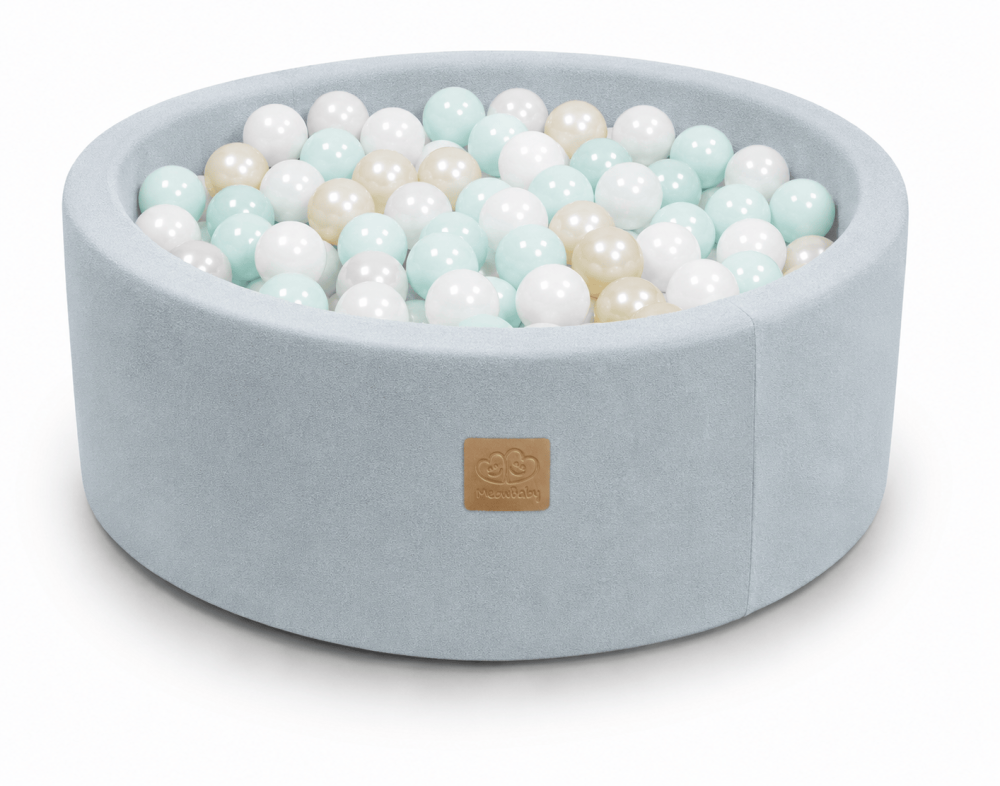 Piscină cu Bile Outzy MeowBaby 90x30cm Albastru (Cloudberry Sky Blue) – 200 Bile Incluse (Culoare la Alegere), Husă Detașabilă Lavabilă, Interior/Exterior [4]