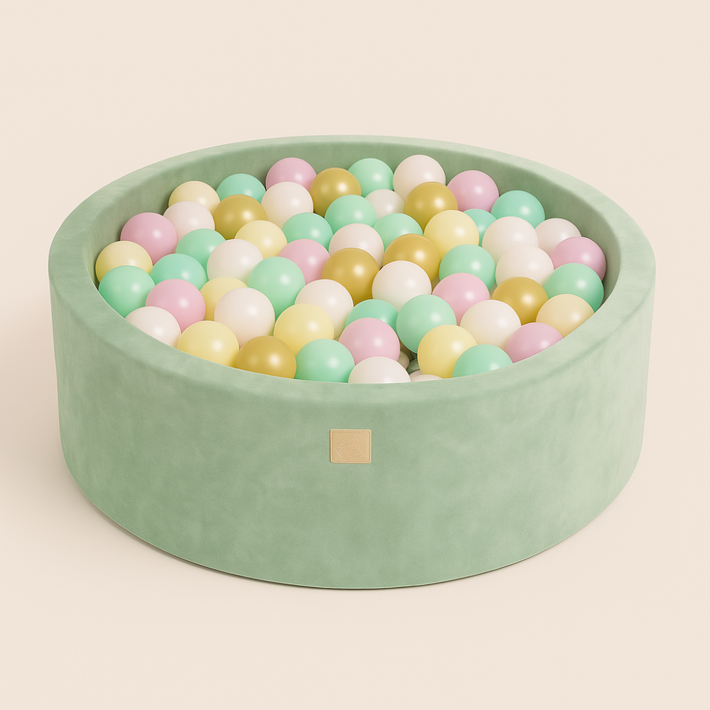 Piscină cu bile rotundă MeowBaby® Velvet sage Olive 90x30 cm, cu 200 bile [1]