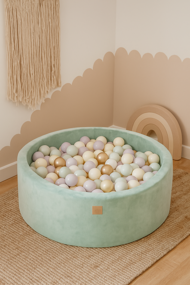 Piscină cu bile rotundă MeowBaby® Velvet sage Olive 90x30 cm, cu 200 bile [2]