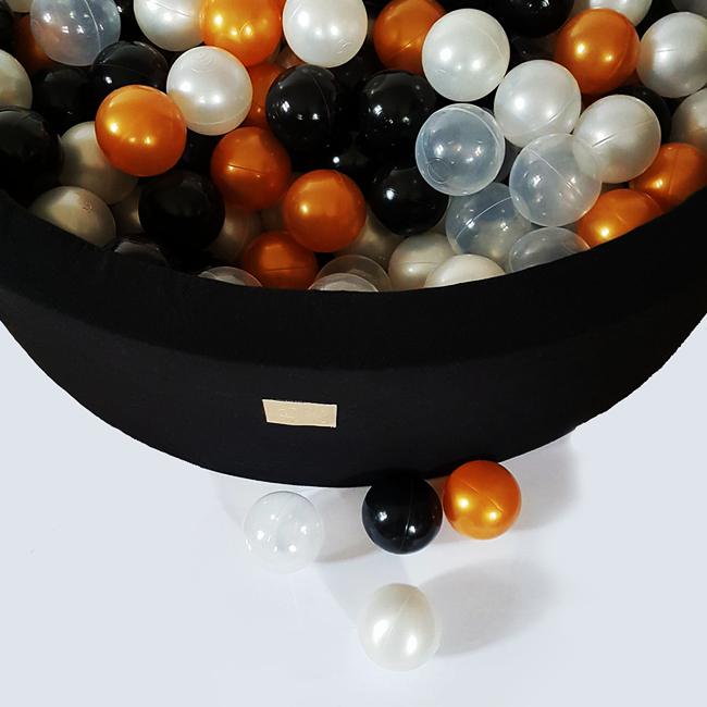 Piscina uscata cu 250 de bile (Negru, Alb perlat, Auriu, Transparent) MeowBaby®, Glamour, 90x30 cm, Negru [3]