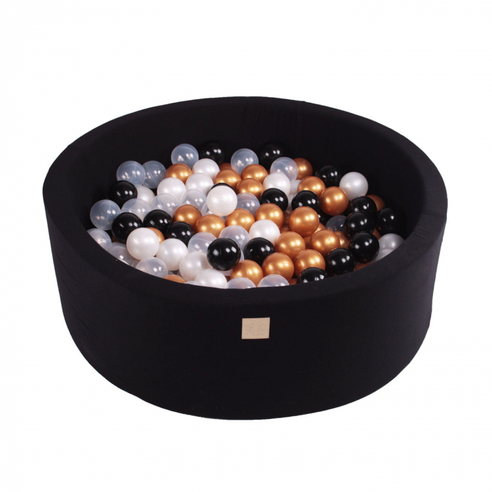 Piscina uscata cu 250 de bile (Negru, Alb perlat, Auriu, Transparent) MeowBaby®, Glamour, 90x30 cm, Negru [2]