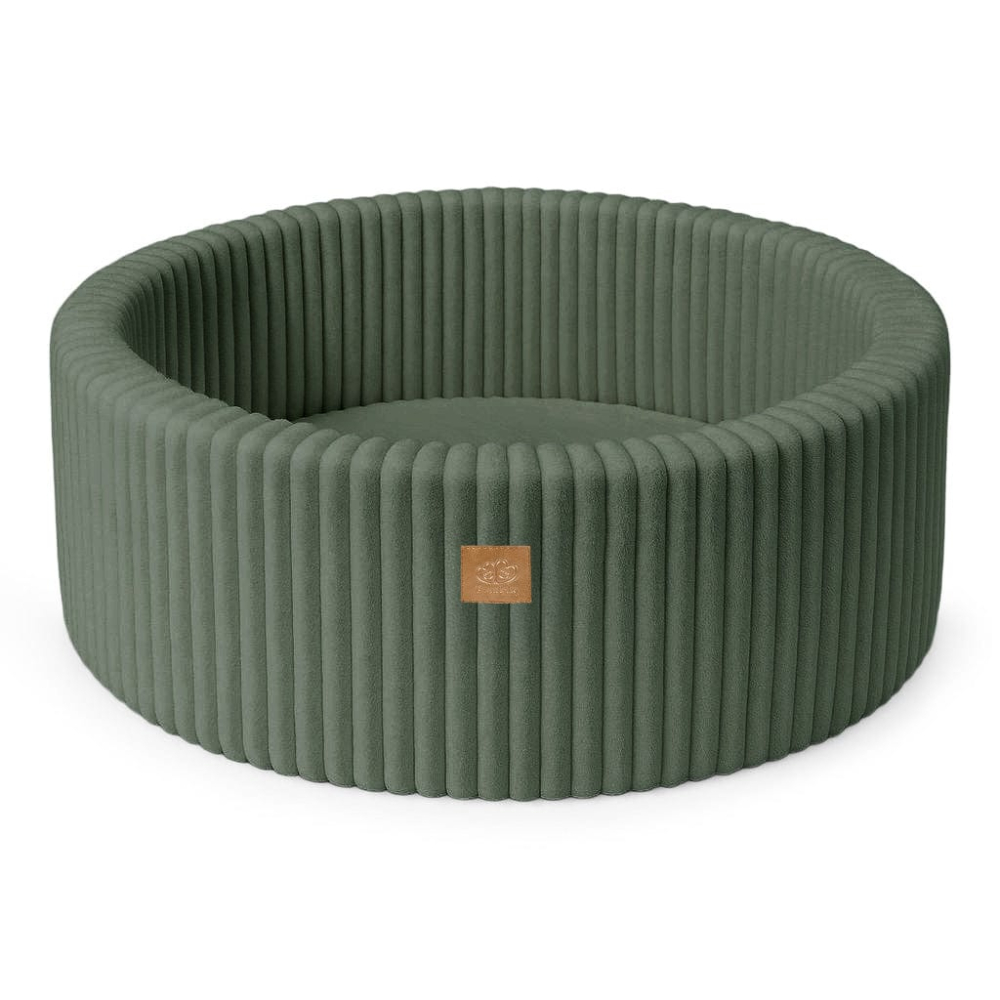 Piscina uscata cu 200 de bile 7cm MeowBaby® Churros, 90x30 cm, Premium Velur reiat / corduroy Olive Sage Green [4]