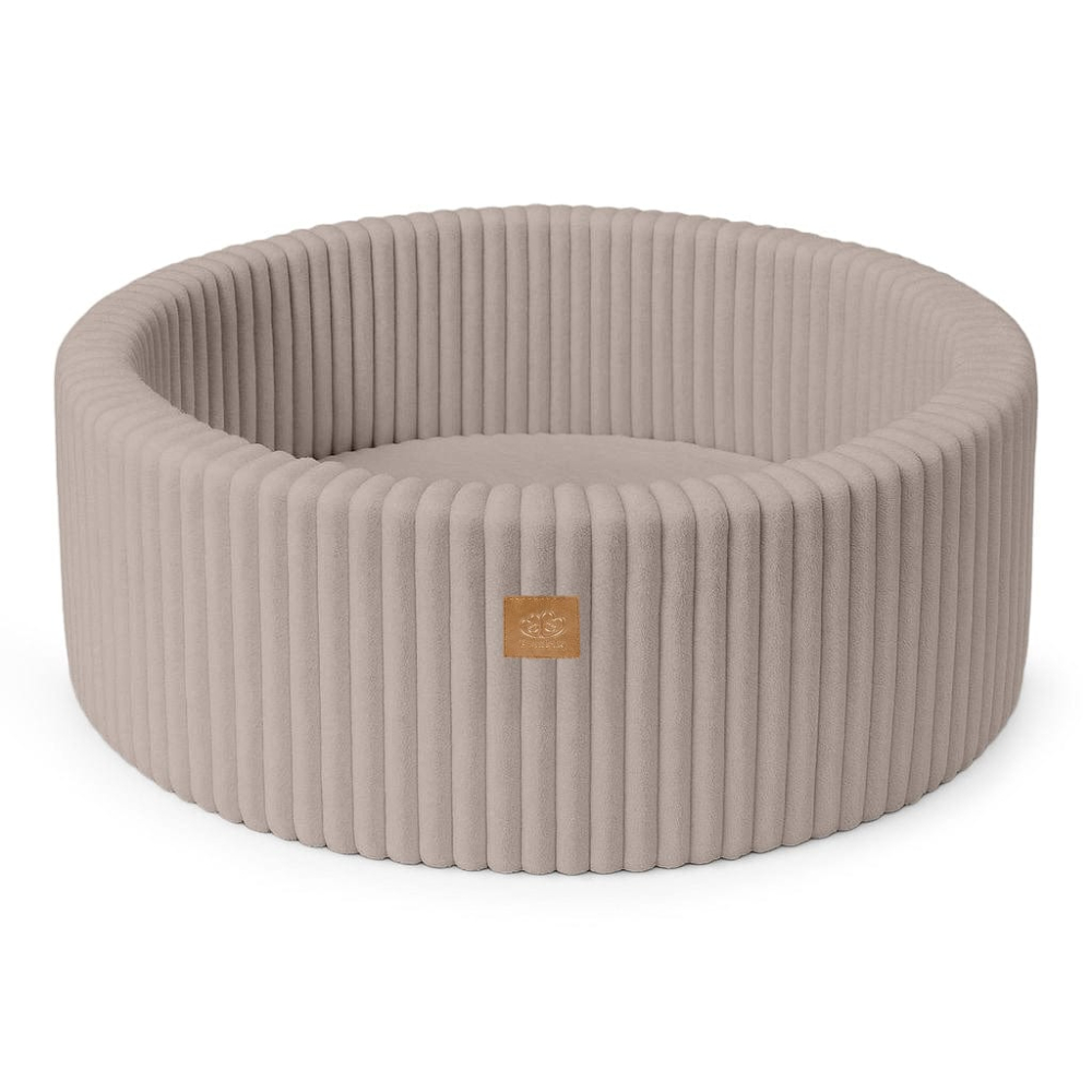 Piscina uscata cu 200 de bile 7cm MeowBaby® Churros, 90x30 cm, Premium Velur reiat / corduroy Bej [5]