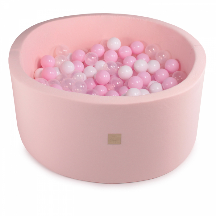 Piscina uscata cu 250 de bile (Alb perlat, Transparent, Roz Pastel) MeowBaby®, Amour, 90x40 cm, roz deschis [2]