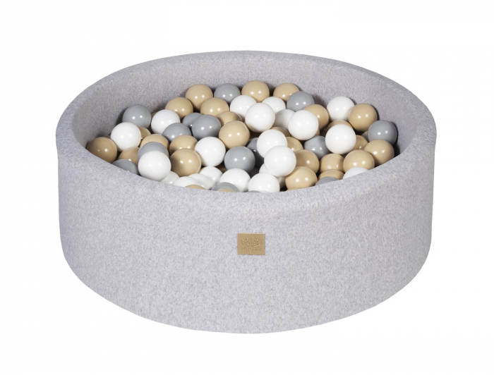 Piscina uscata cu 250 de bile (Alb, Gri, Bej) MeowBaby®, Safari, 90x40 cm, Gri deschis [2]