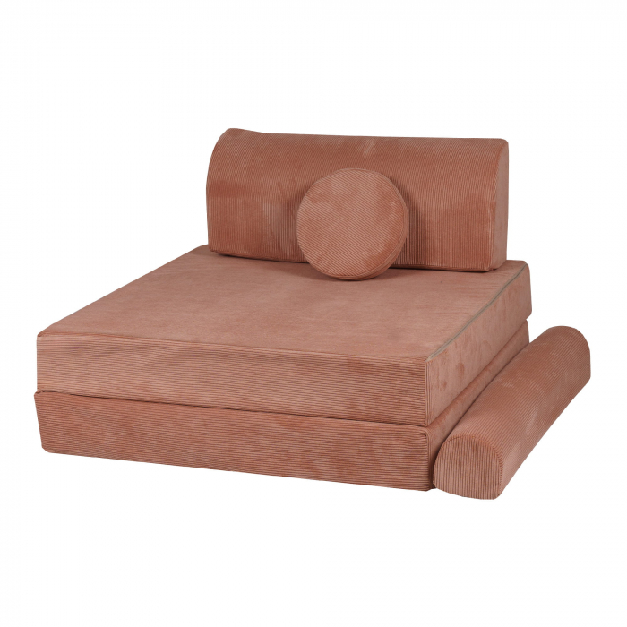 Playset Modular Canapea Premium Velur reiat / corduroy spuma – Caramiziu [3]