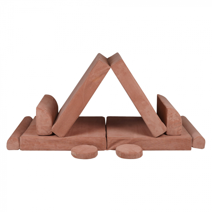 Playset Modular Canapea Premium Velur reiat / corduroy spuma – Caramiziu [4]