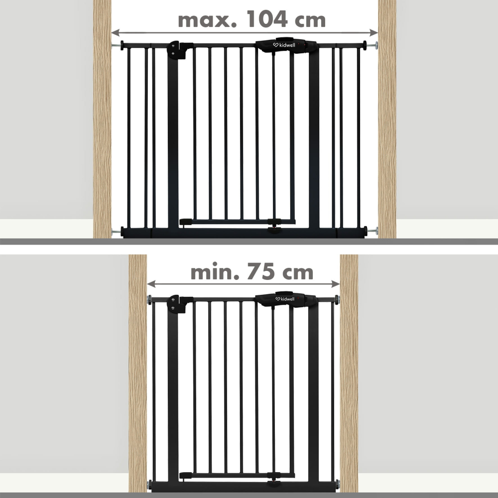 Poartă de siguranță Kidwell Guarda 75–104 cm – protecție sigură pentru copii, fără găurire [9]