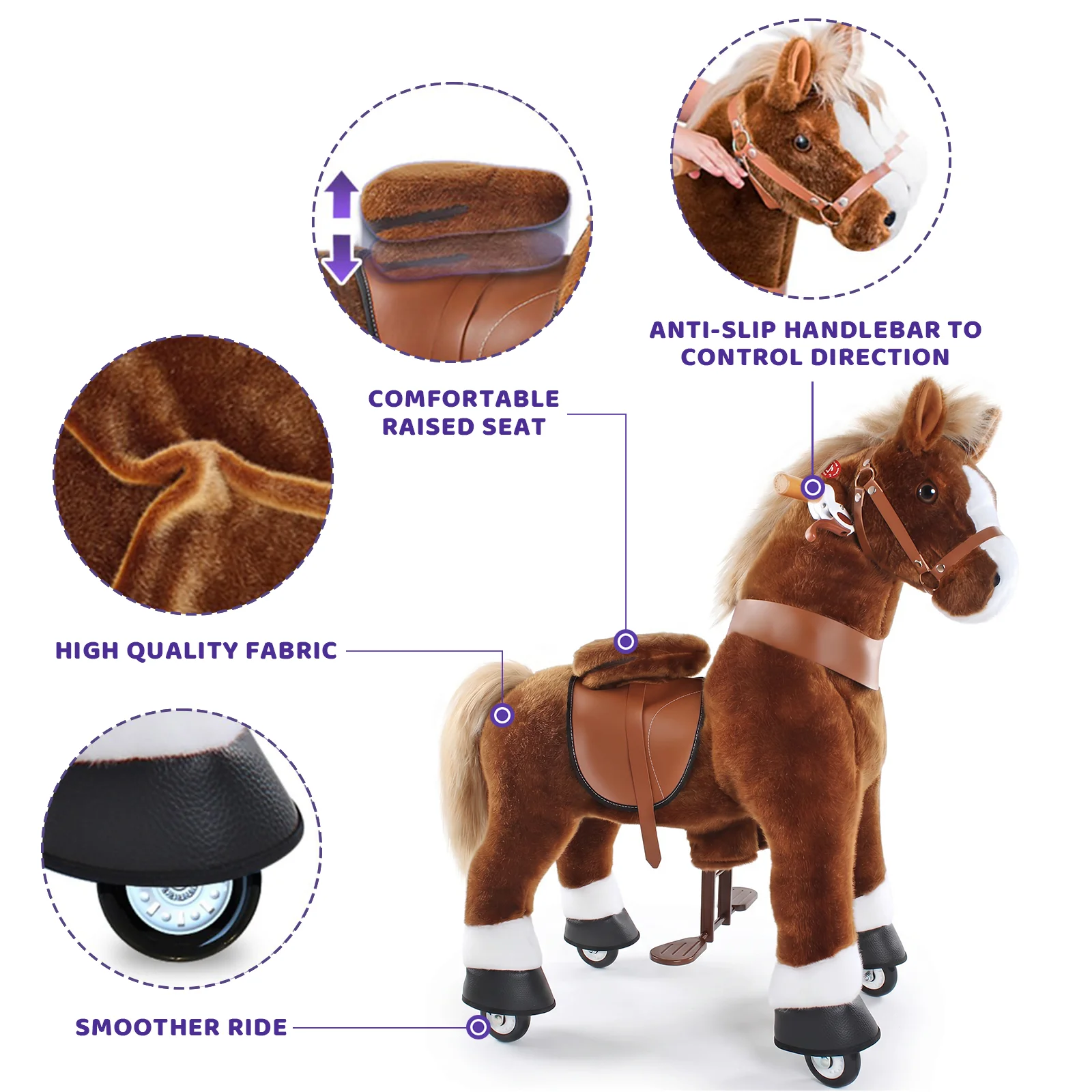 PonyCycle Model U Cal Maro - Ponei Ride-On pentru Copii, 3-4 ani, Size 3, maxim 25 kg [3]