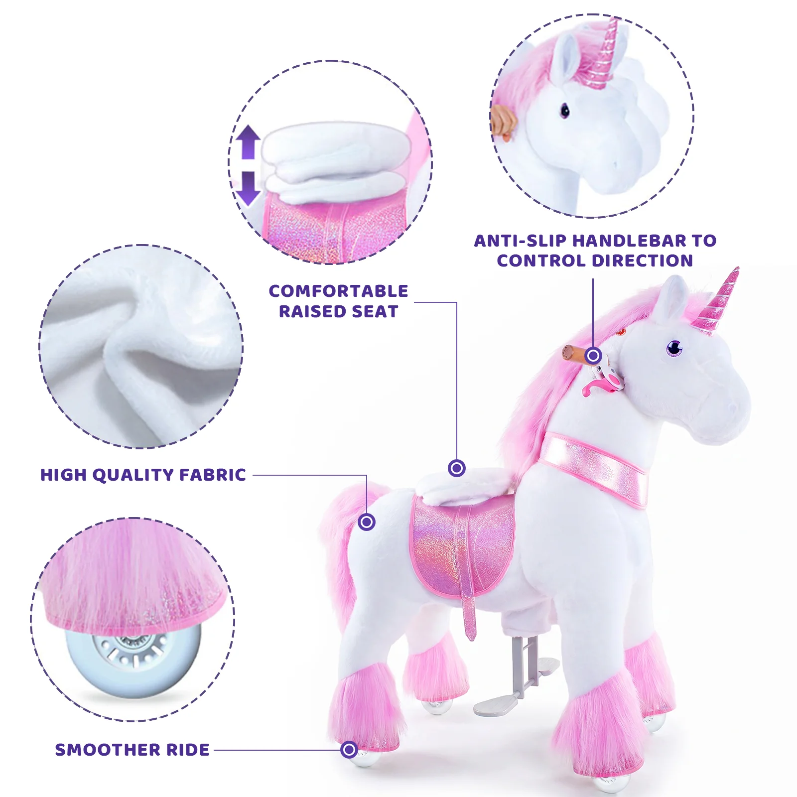 PonyCycle Model U Unicorn Roz - Ponei Ride-On pentru Copii, 3-4 ani, Size 3, maxim 25 kg [2]