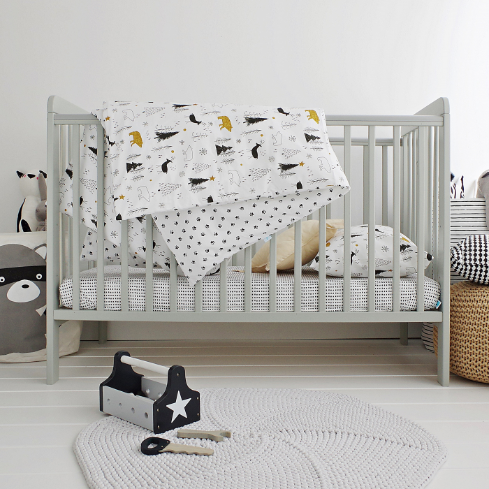 Patut din lemn pentru bebe, inaltime saltea reglabila, Star Baby Gri 120x60 cm [7]