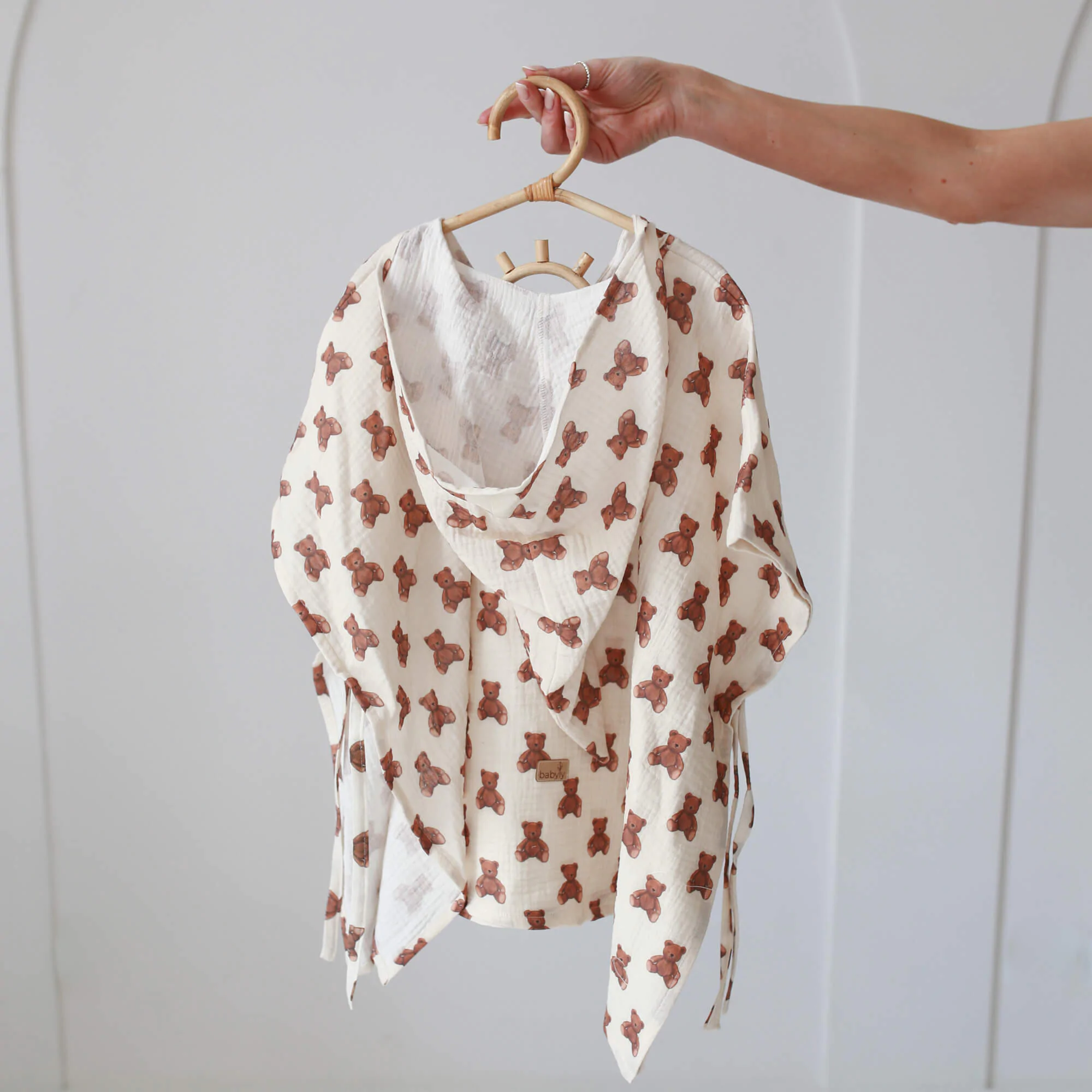 Prosop din bumbac muselina cu gluga pentru copii, Poncho,  Teddy Bears, S 2-3 ani [2]