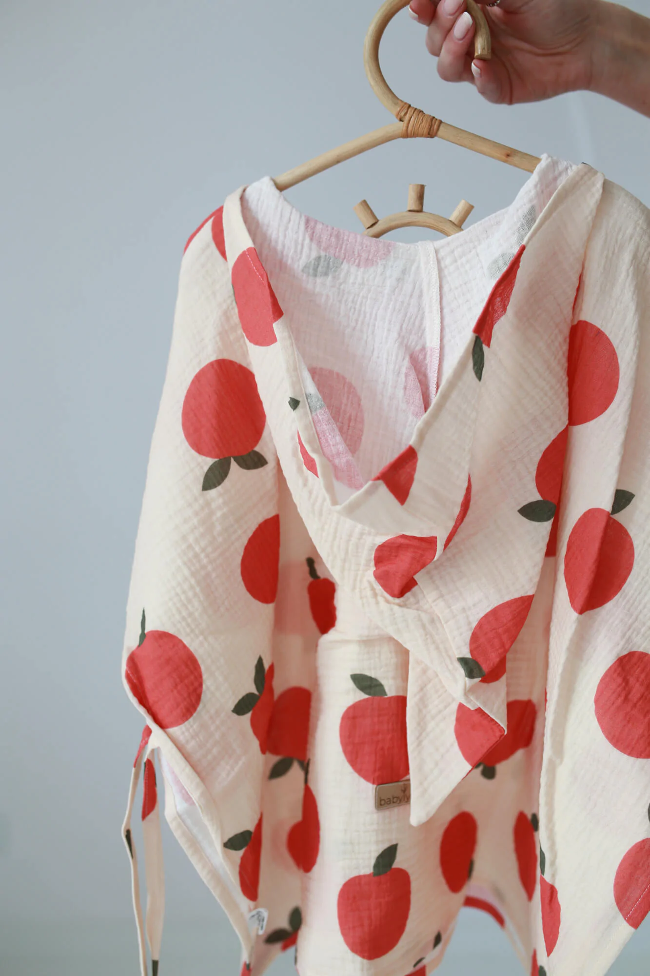 Prosop din bumbac muselina cu gluga pentru copii, Poncho, Peach, S 2-3 ani [3]