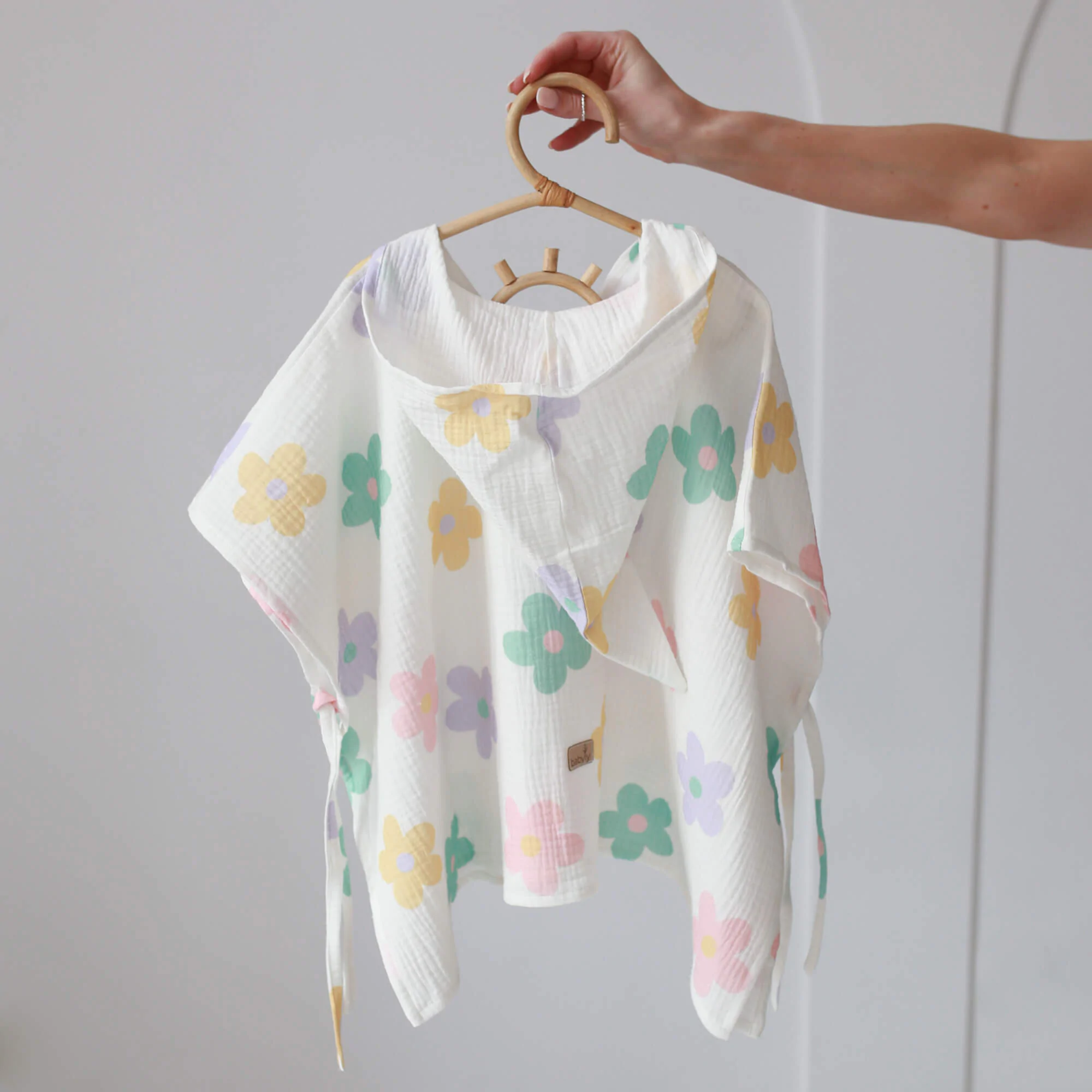 Prosop din bumbac muselina cu gluga pentru copii, Poncho, vintage, S 2-3 ani [2]