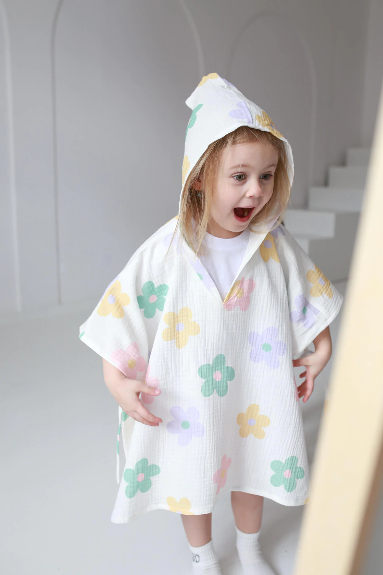 Prosop din bumbac muselina cu gluga pentru copii, Poncho,  Twiggy Dream, S 2-3 ani [6]