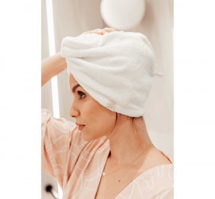 Prosop Turban din bambus pentru mamici si copii – Bej [3]