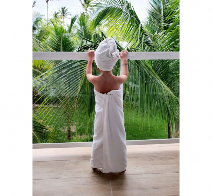 Prosop Turban din bambus pentru mamici si copii – Sepia Rose [10]