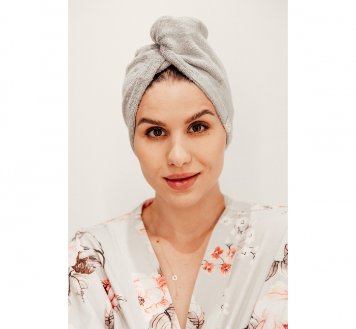 Prosop Turban din bambus pentru mamici si copii – Gri [7]