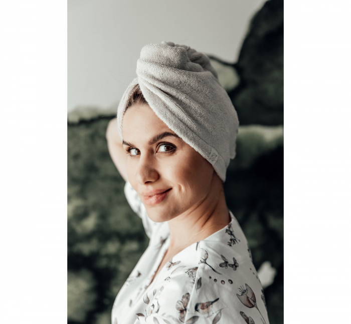 Prosop Turban din bambus pentru mamici si copii – Gri [5]