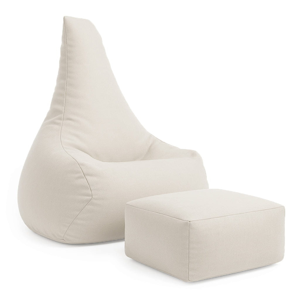 Puf Premium Copii cu Suport Picioare MeowBaby® Tearo Outzy Oat Blush Beige – Sako Bag Outdoor & Indoor pentru Relaxare și Joacă [3]