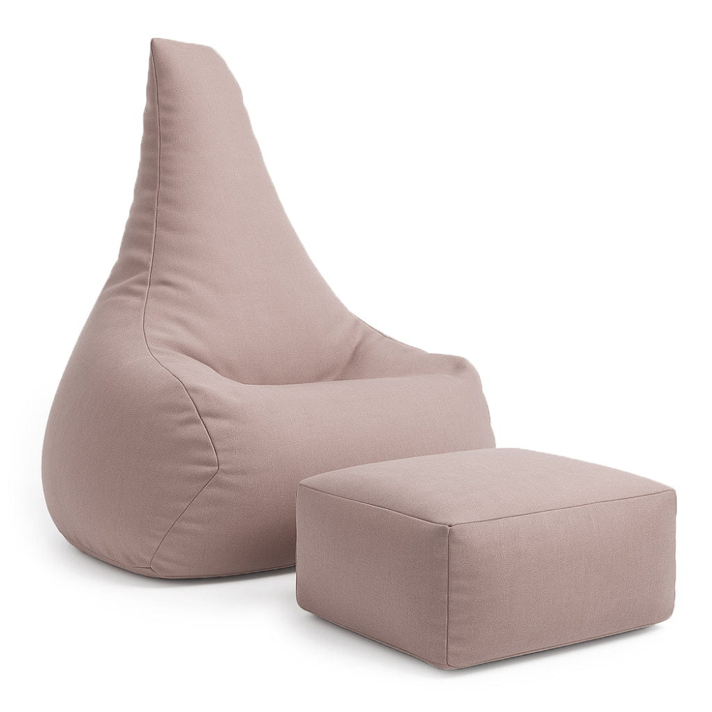 Puf Premium Copii cu Suport Picioare MeowBaby® Tearo Outzy Oat Blush Beige – Sako Bag Outdoor & Indoor pentru Relaxare și Joacă [6]