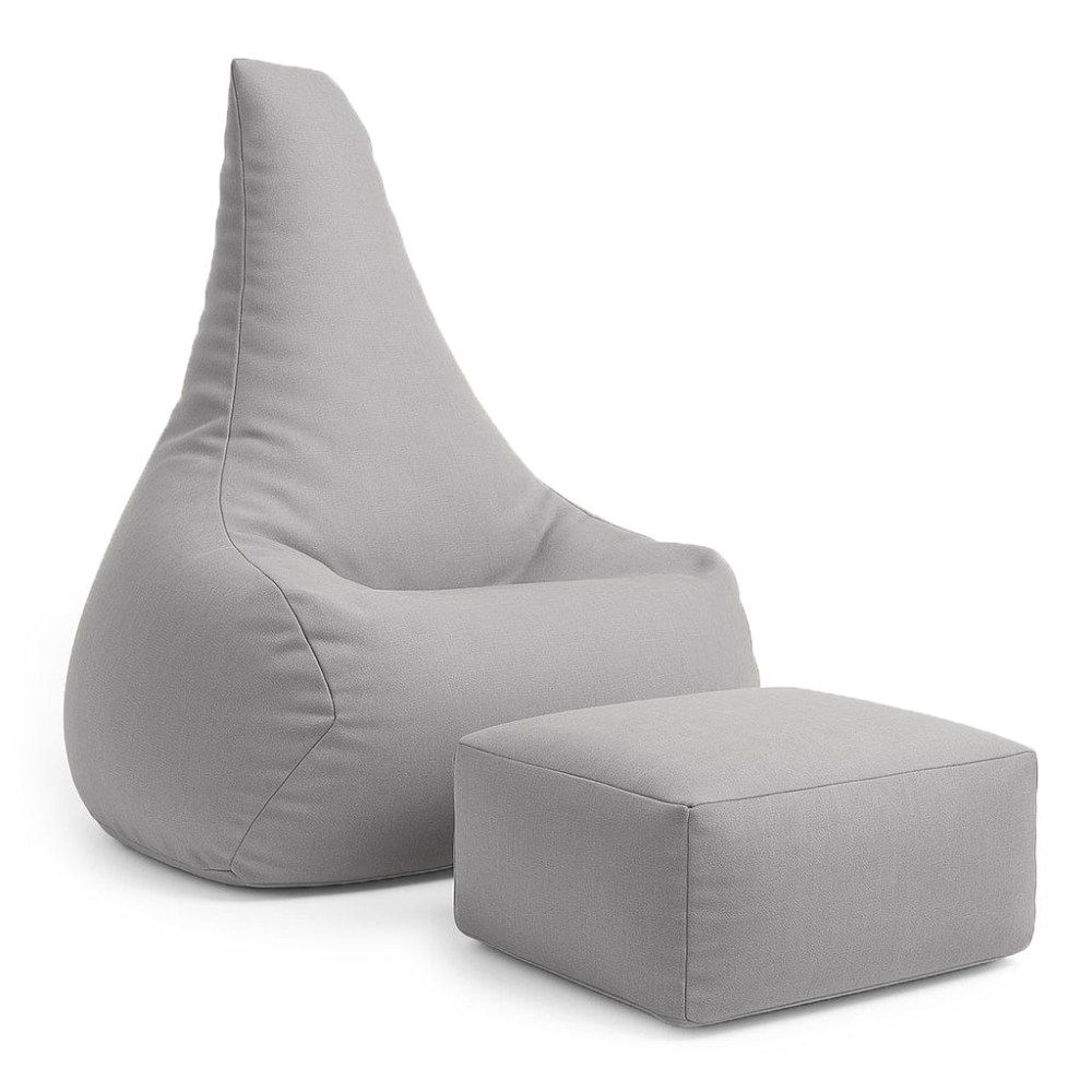 Puf Premium Copii cu Suport Picioare MeowBaby® Tearo Outzy FeatherFog Gray – Sako Bag Outdoor & Indoor pentru Relaxare și Joacă [2]