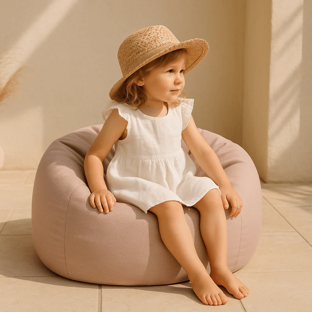 Puf Premium Copii MeowBaby® Floreo Cloudberry Sky Blue – Bean Bag Indoor & Outdoor pentru Relaxare și Joacă [7]