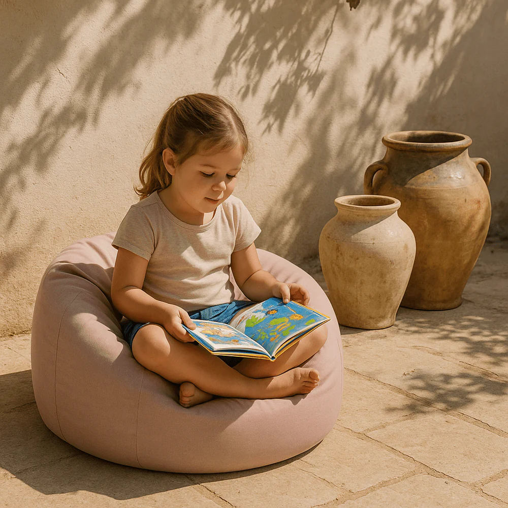 Puf Premium Copii MeowBaby® Floreo Cloudberry Sky Blue – Bean Bag Indoor & Outdoor pentru Relaxare și Joacă [4]