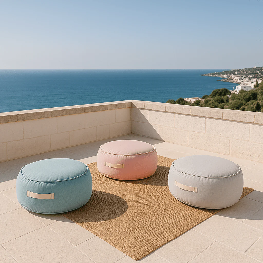 Puf Rotund Premium Copii MeowBaby® Outzy Drift Dlay Taupe – Bean Bag Indoor & Outdoor pentru Relaxare și Joacă [5]