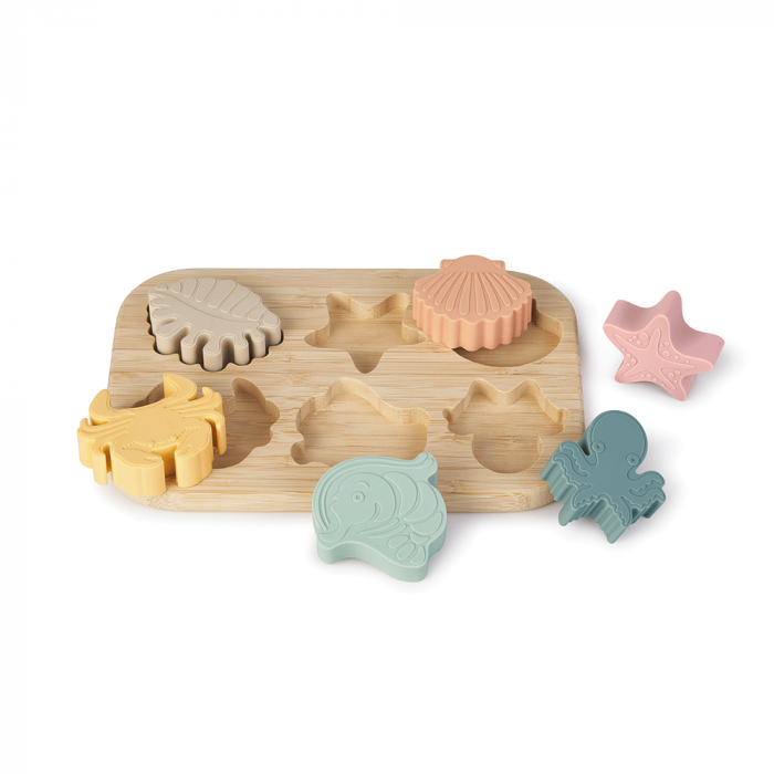 Puzzle din silicon alimentar cu baza din bambus „Sea Life” [2]