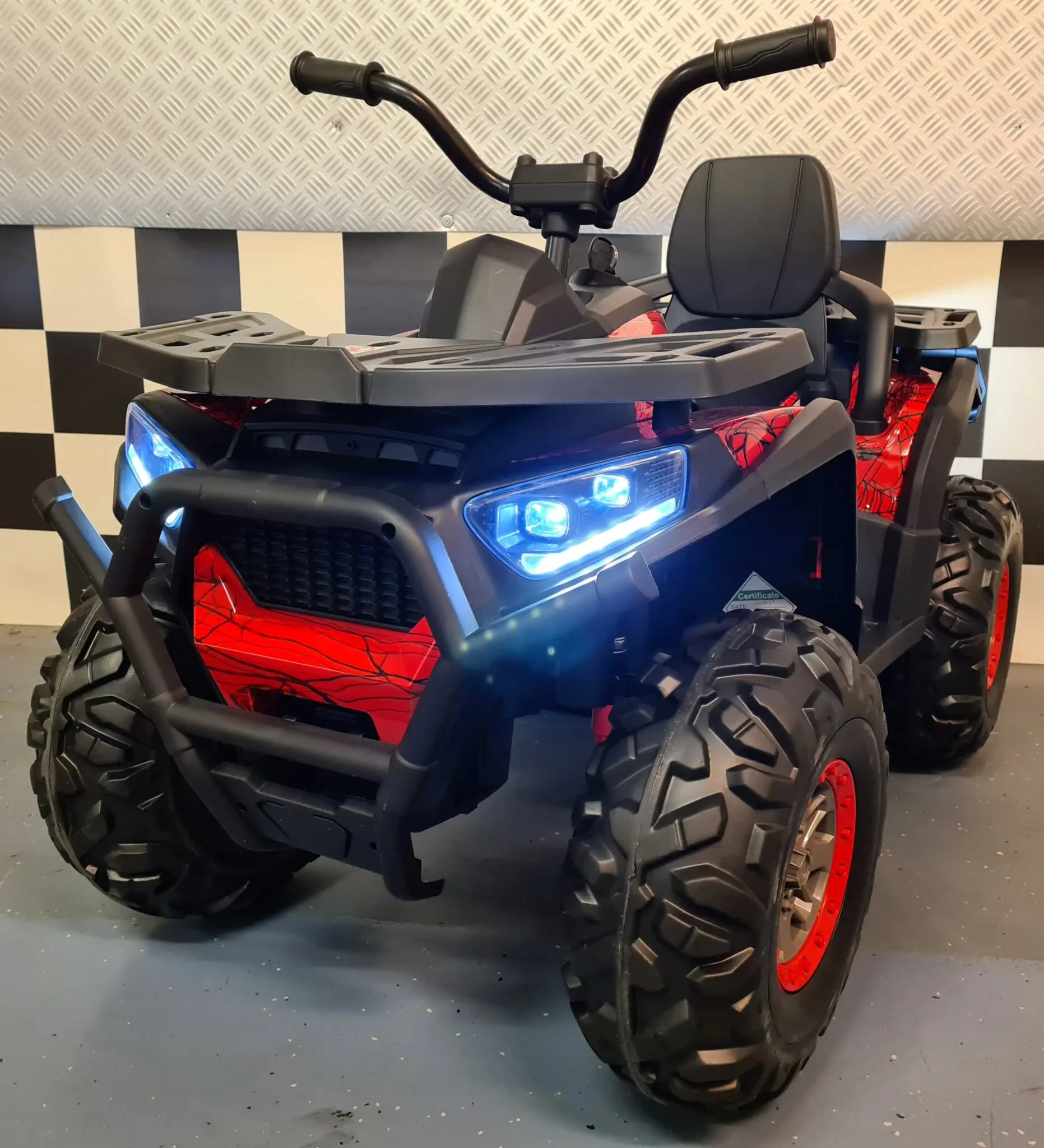 Quad Electric pentru Copii Spider Desert 12V Roșu – Design Pânză de Păianjen, Suspensii, Bluetooth, Acumulator 10Ah, Roți Cauciuc | 3 Ani+, Max. 30 kg [2]