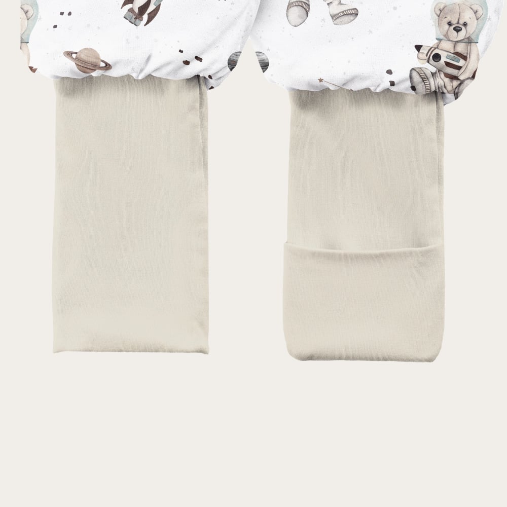 Sac de dormit cu picioare, bumbac 1 Tog, Space Teddy White, S, 1-3 ani [6]