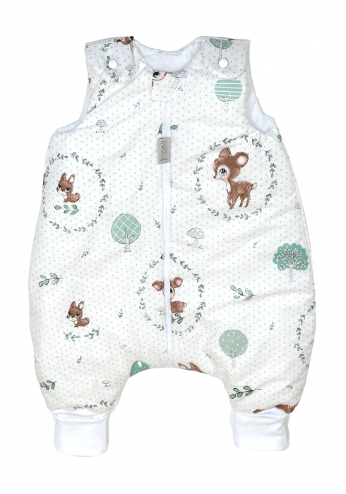 Sac de dormit cu picioare Amy Poiana cu Căprioare, bumbac, 2.5 TOG, mărimea M (92-98cm), 68x52cm – cu șosete integrate [6]