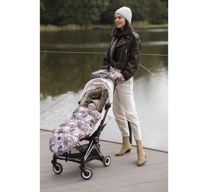 Sac de dormit de iarna pentru carucior cu centuri de siguranta in 5 puncte, cu blană detașabilă, fermoare laterale, impermeabil si plus, umplutura fleece, 105x48cm, 0-36 luni, Bej [3]