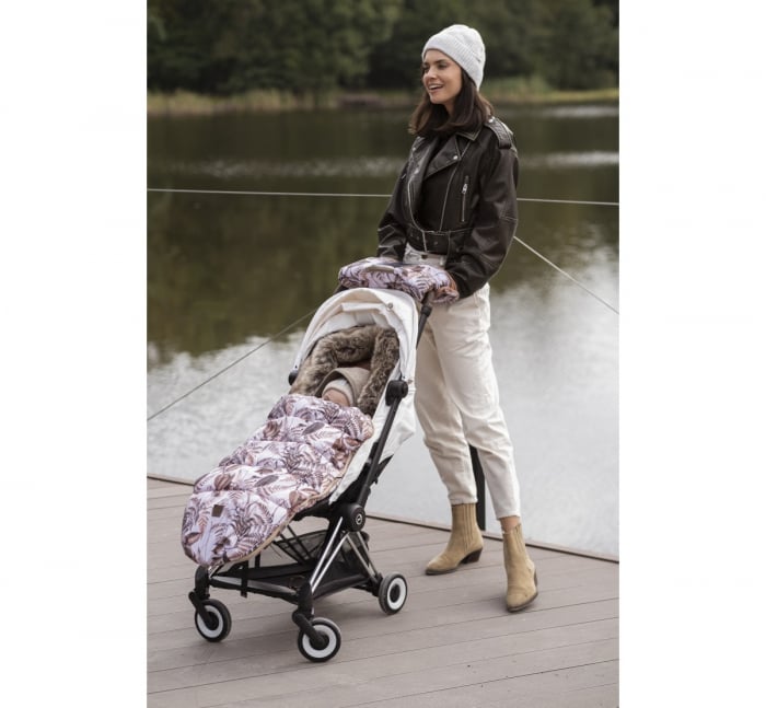 Sac de dormit de iarna pentru carucior cu centuri de siguranta in 5 puncte, cu blană detașabilă, fermoare laterale, impermeabil si plus, umplutura fleece, 105x48cm, 0-36 luni, Sepia Rose [3]