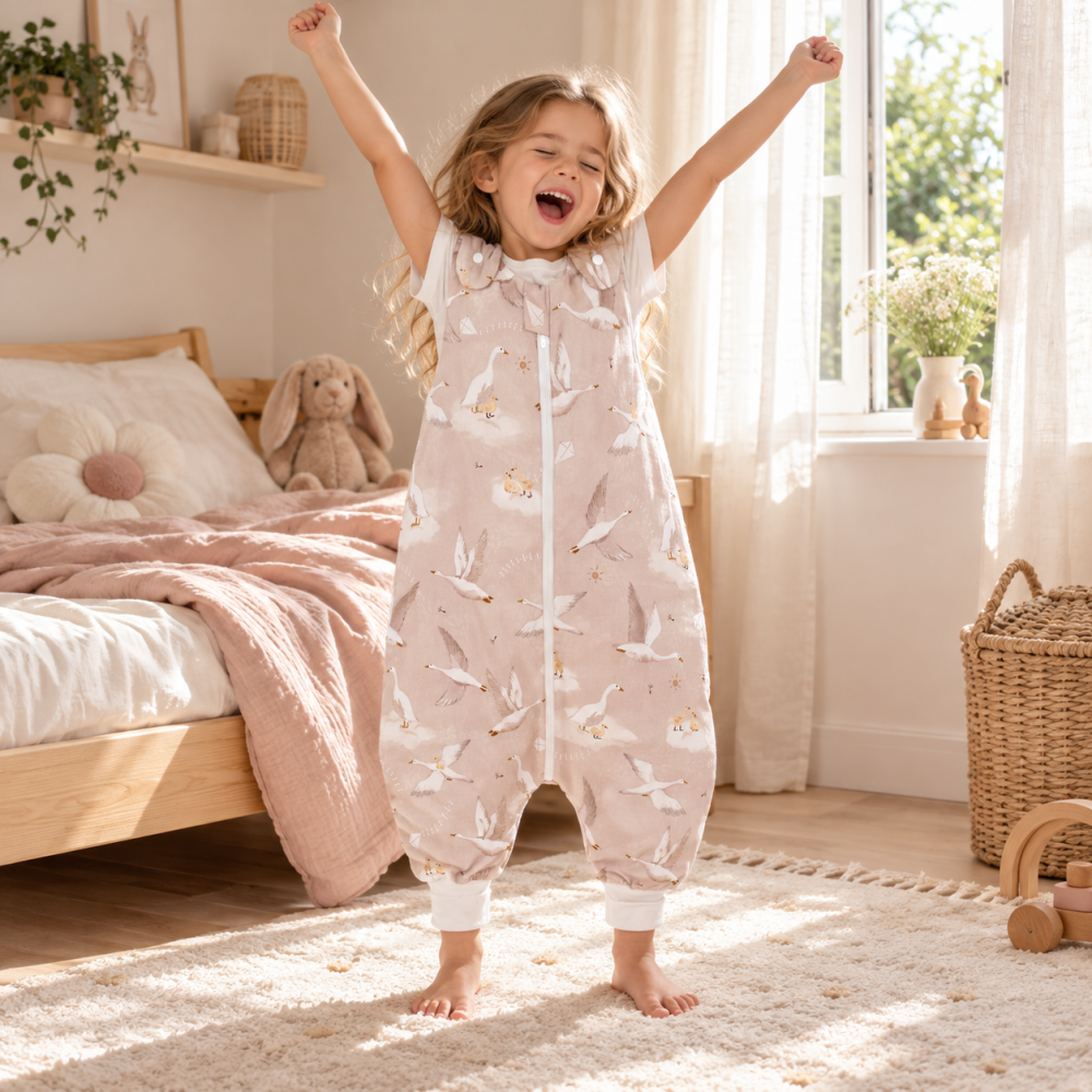 Sac de dormit de vară cu picioare Amy Gâștele Călătoare, bumbac, 1 TOG, mărimea L (104-110cm), 78x54cm – cu șosete integrate [2]