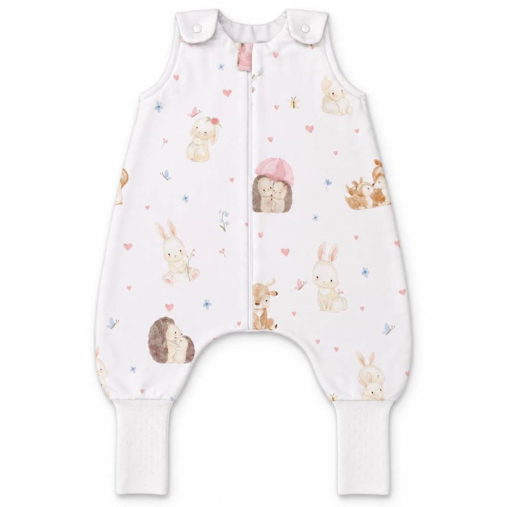 Sac de dormit de vară cu picioare Amy Îmbrățișări din Pădure, viscoză din bambus, 1 TOG, mărimea S (80-86cm), 62x50cm – cu șosete integrate [7]