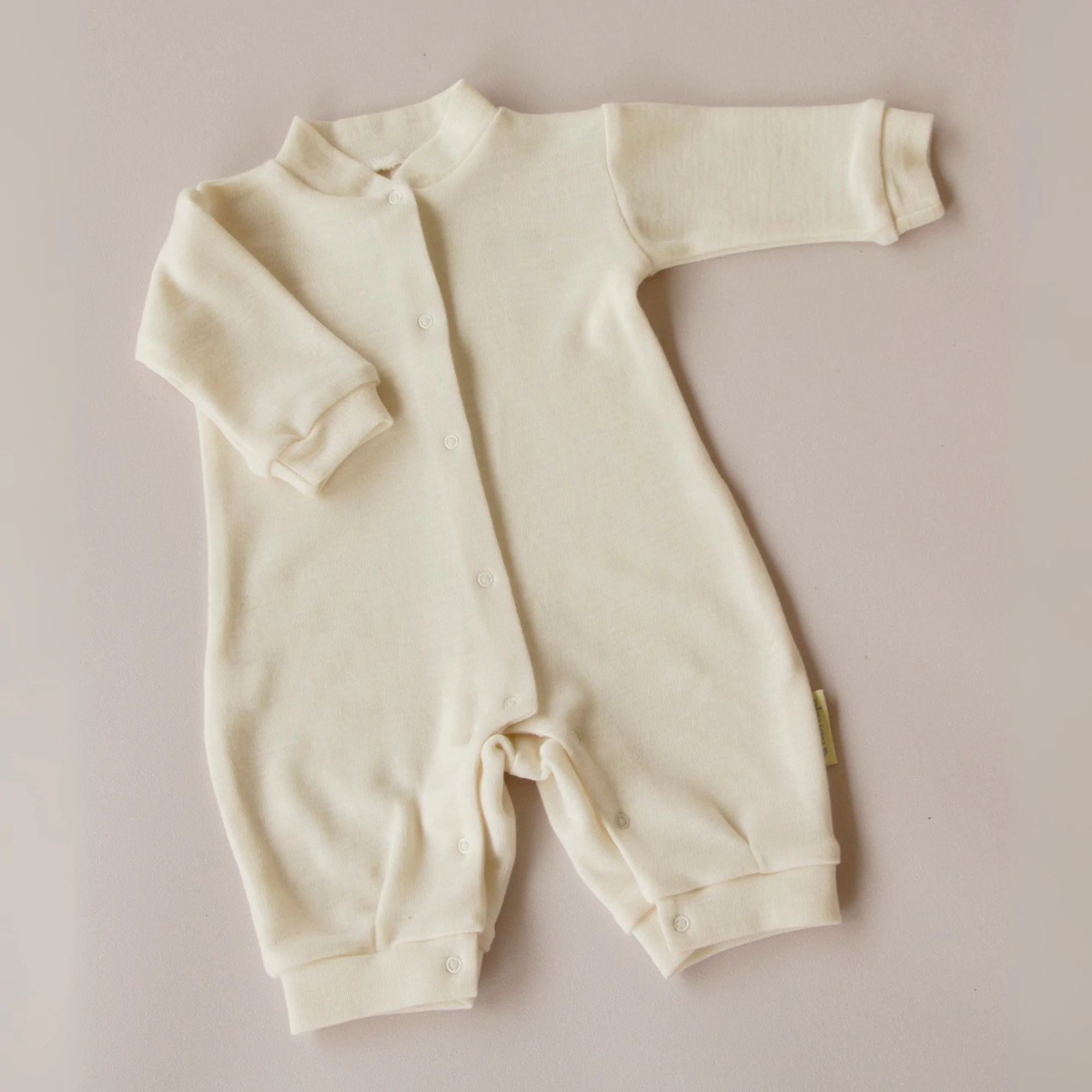 Salopetă bebeluși din lână merinos – crem | Moale, naturală și termoreglatoare, 56 [1]