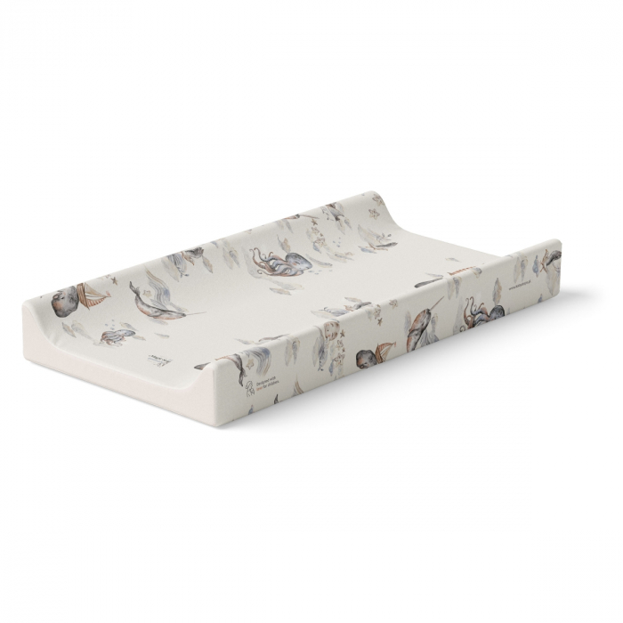 Saltea de infasat cu spate intarit si margini de protectie 50x80 cm, Magic Sea Animals [2]