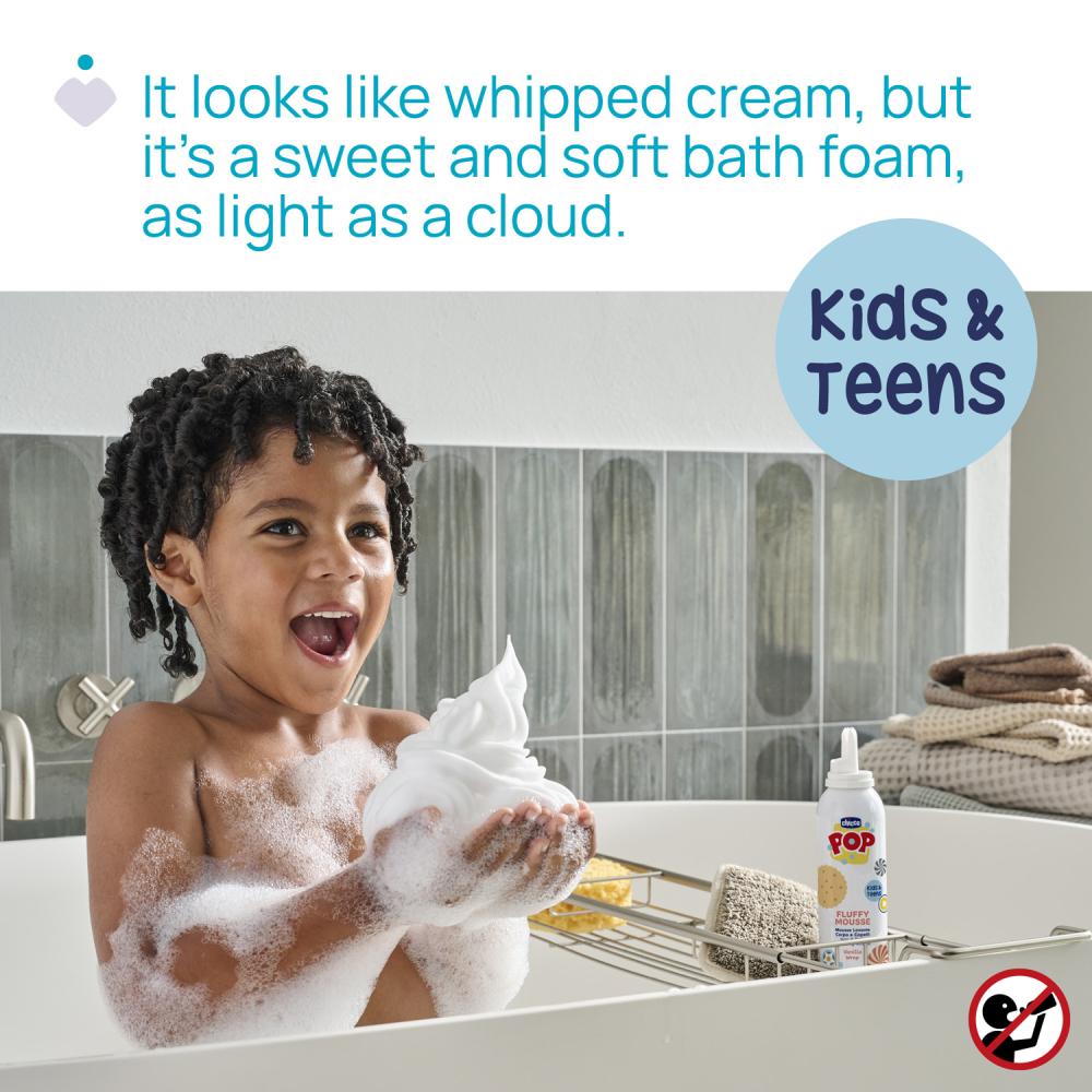 Sampon si gel de dus Chicco POP, tip spuma cu aroma de prajitura cu vanilie, formula vegana, pentru copii si adolescenti, 200 ml [3]