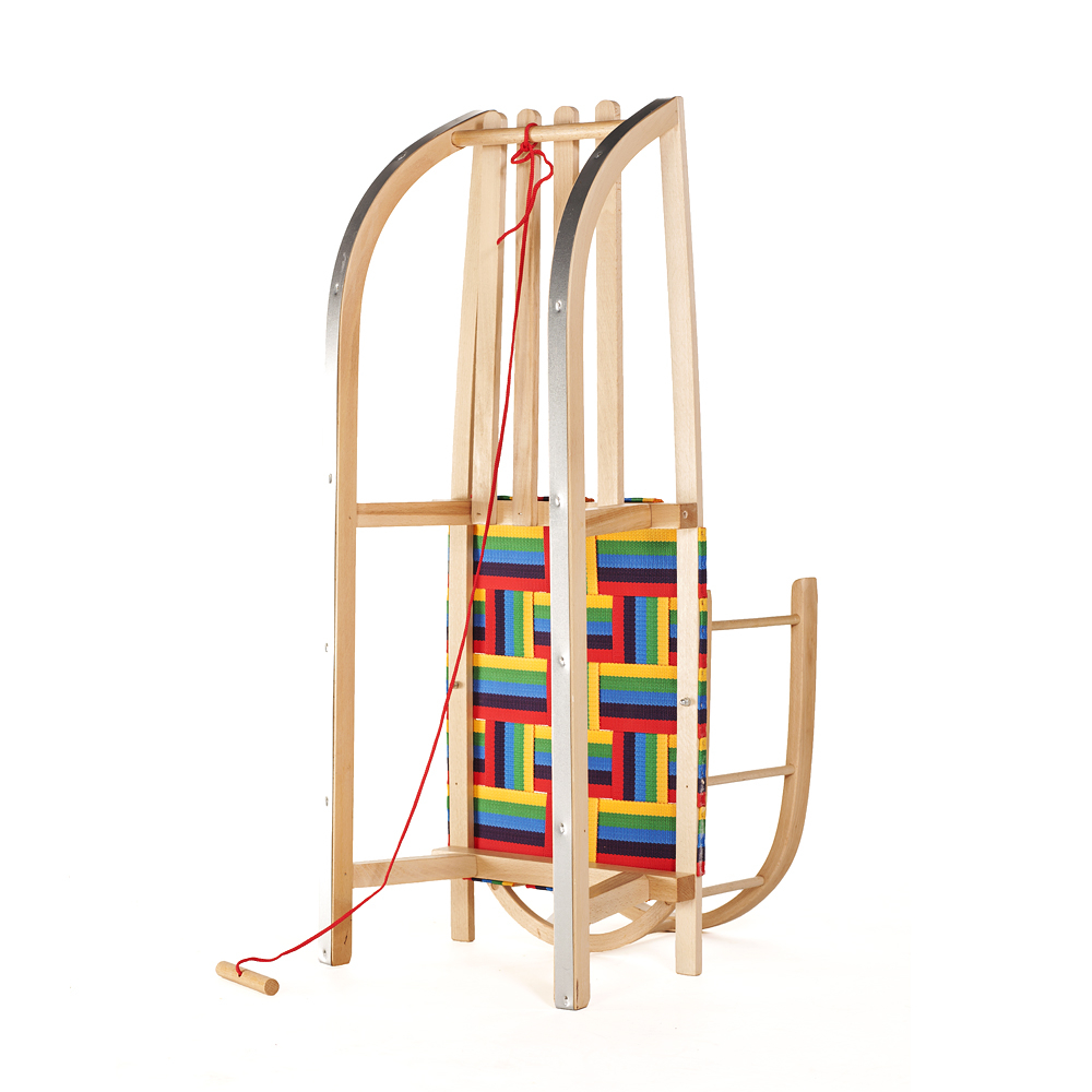 Sanie Ultimate din lemn cu spătar și șezut cu chingi – model premium pentru copii | Sanie din fag cu șnur de tras [3]