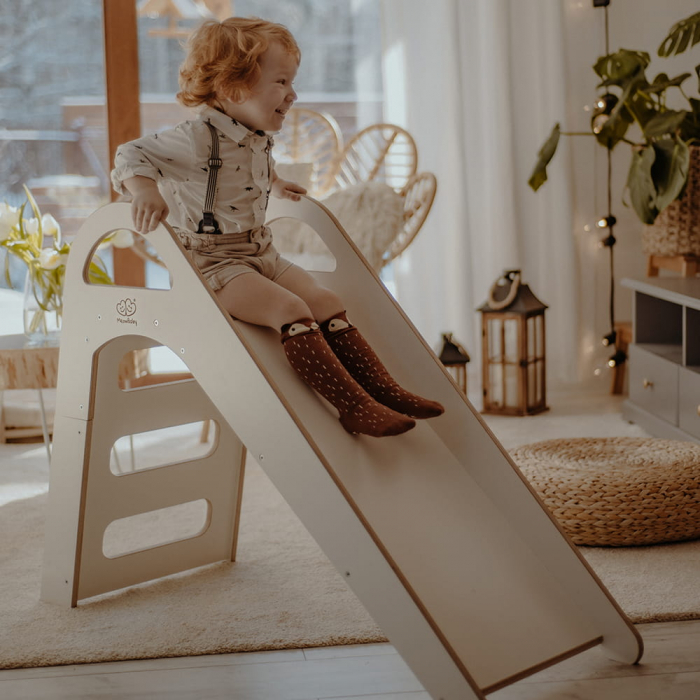 Tobogan din lemn pentru copii, Montessori, Alb, MeowBaby® [4]