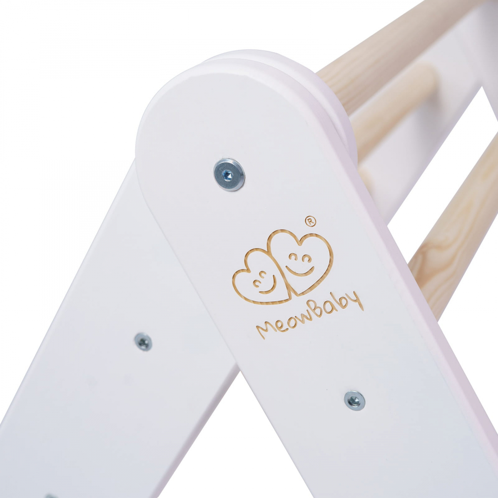 Scara din lemn pentru copii - Triunghi de catarare tip Pikler Montessori, Alb, MeowBaby® [4]