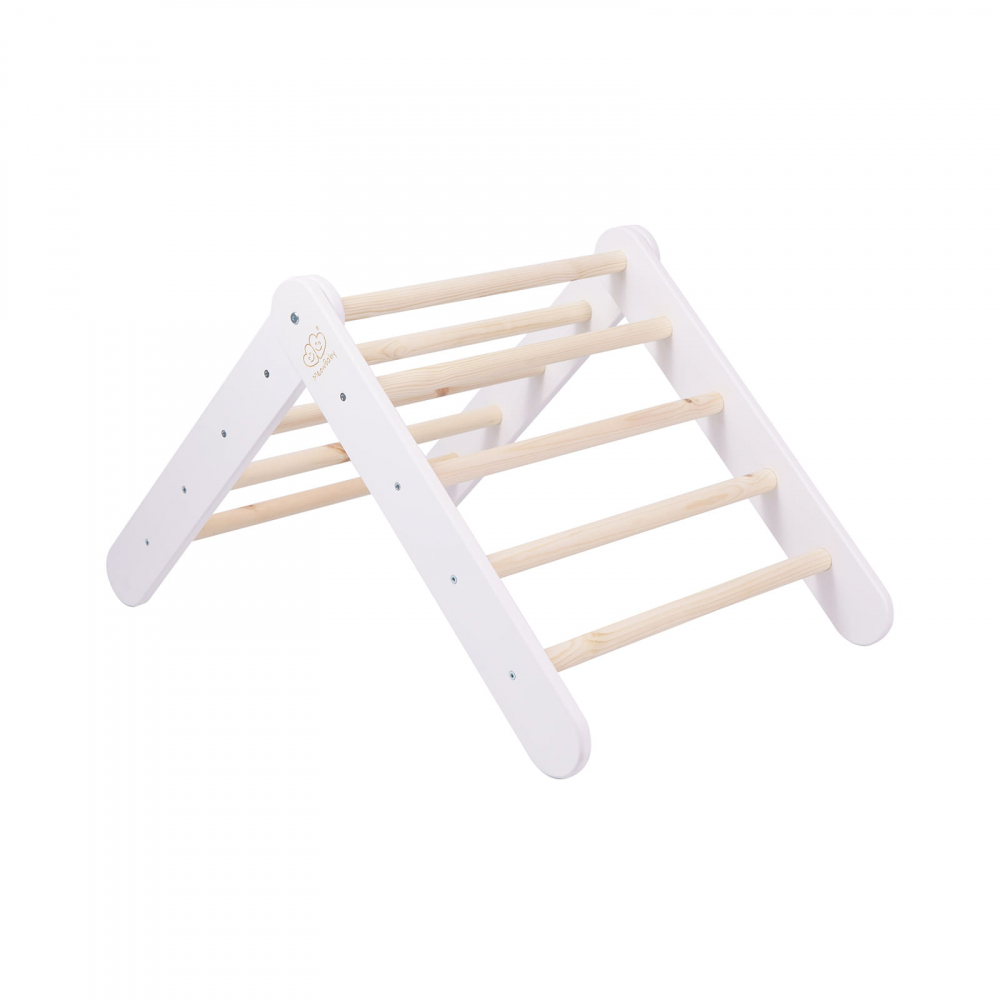 Scara din lemn pentru copii - Triunghi de catarare tip Pikler Montessori, Alb, MeowBaby® [2]