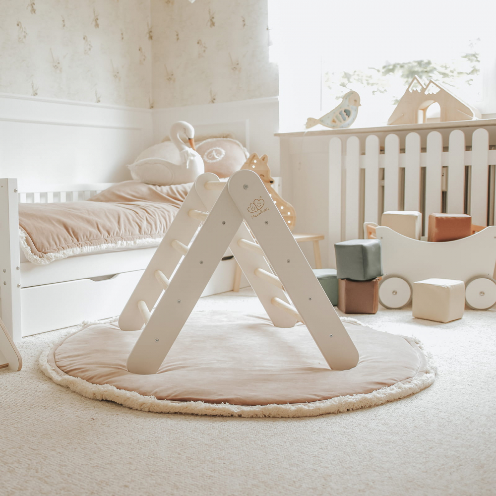 Scara din lemn pentru copii - Triunghi de catarare tip Pikler Montessori, Alb, MeowBaby® [12]