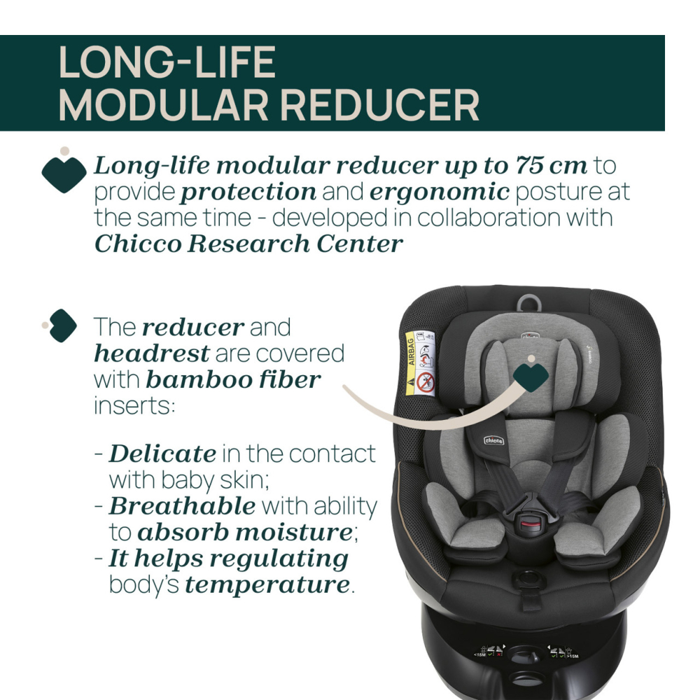 Scaun auto rotativ cu baza isofix Chicco Seat 105 i-Size, Posh Black, 40-105cm, de la nastere pana la 4 ani [15]