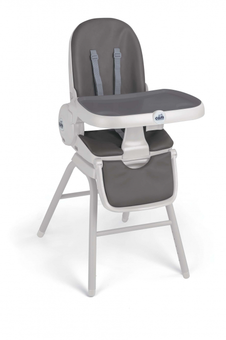 Scaun de Masa 4in1 pentru Bebelusi si Copii, CAM® Original, Înălțime Ajustabila, Varsta 0-14 ani, Pliabil, Centura de Siguranta in 5 Puncte, Depozitare, Gri [2]
