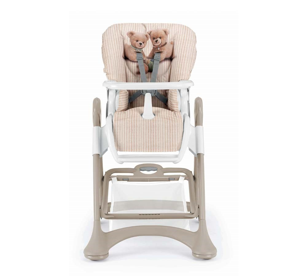 Scaun de Masa Multifunctional pentru Bebelusi si Copii, CAM® Campione, Înălțime Ajustabila, Varsta 6-36 luni, Pliabil, Centura de Siguranta in 5 Puncte, 3 Tavite Detasabile, Depozitare, Teddy [3]