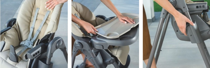 Scaun de Masa Multifunctional pentru Bebelusi si Copii, CAM® Pappananna Icon Air, Material mesh respirant 3D, Înălțime Ajustabila, Varsta 6 luni-15 kg, Pliabil, Centura de Siguranta in 5 Puncte, Depoz [6]